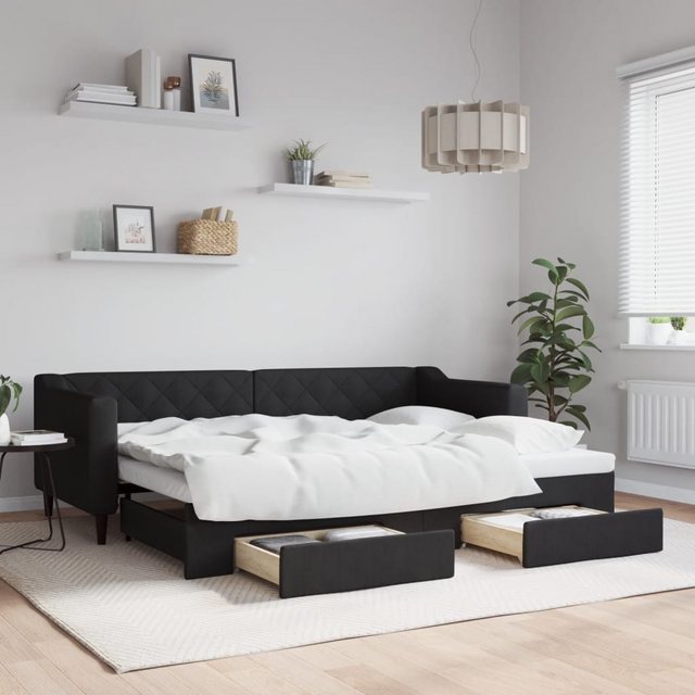 vidaXL Gästebett Gästebett Tagesbett Ausziehbar mit Schubladen Schwarz 80x2 günstig online kaufen