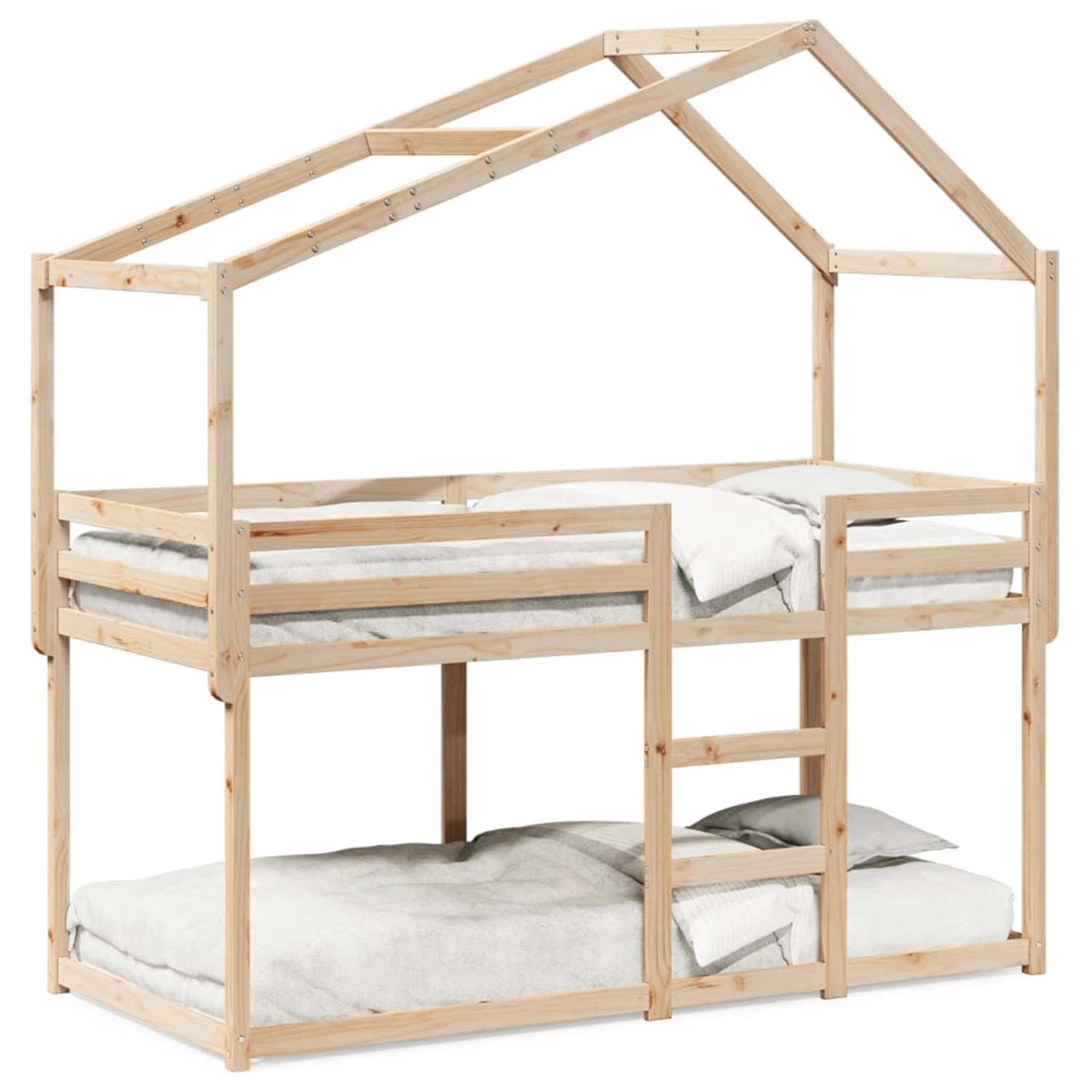 vidaXL Bett, Etagenbett mit Dach 75x190 cm Massivholz Kiefer günstig online kaufen