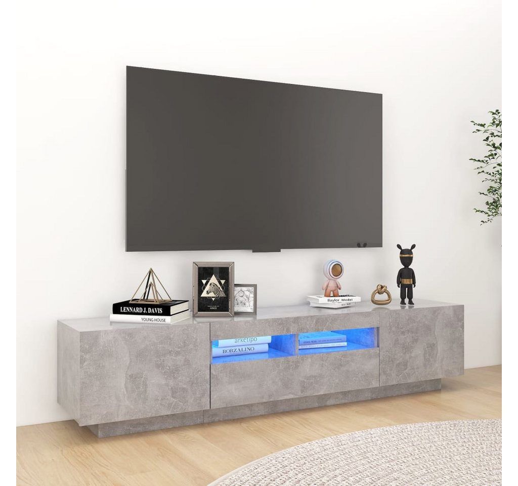 vidaXL TV-Schrank TV-Schrank mit LED Leuchten Betongrau 180x35x40 cm Lowboa günstig online kaufen