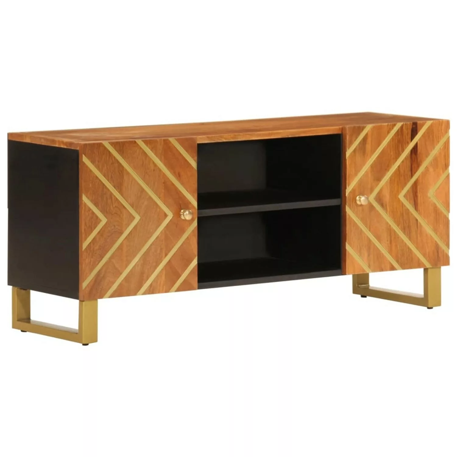 VidaXL TV-Schrank Braun und Schwarz 105x33,5x46 cm Massivholz Mango  Modell günstig online kaufen