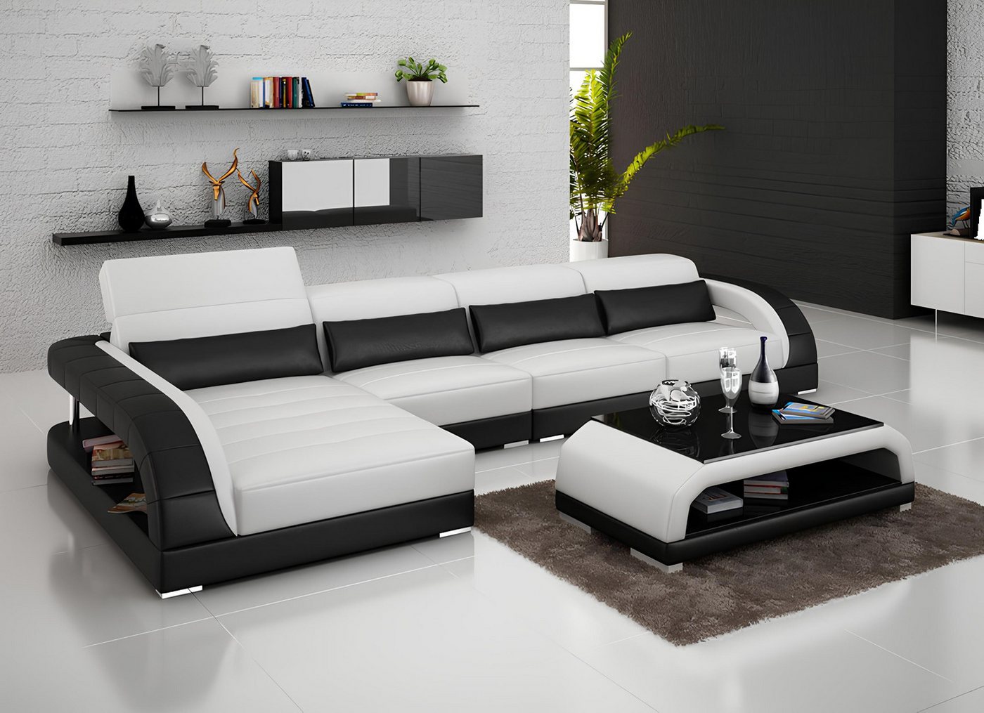 Xlmoebel Ecksofa Modernes Ecksofa mit USB-Anschluss, Wohnlandschaft aus Led günstig online kaufen