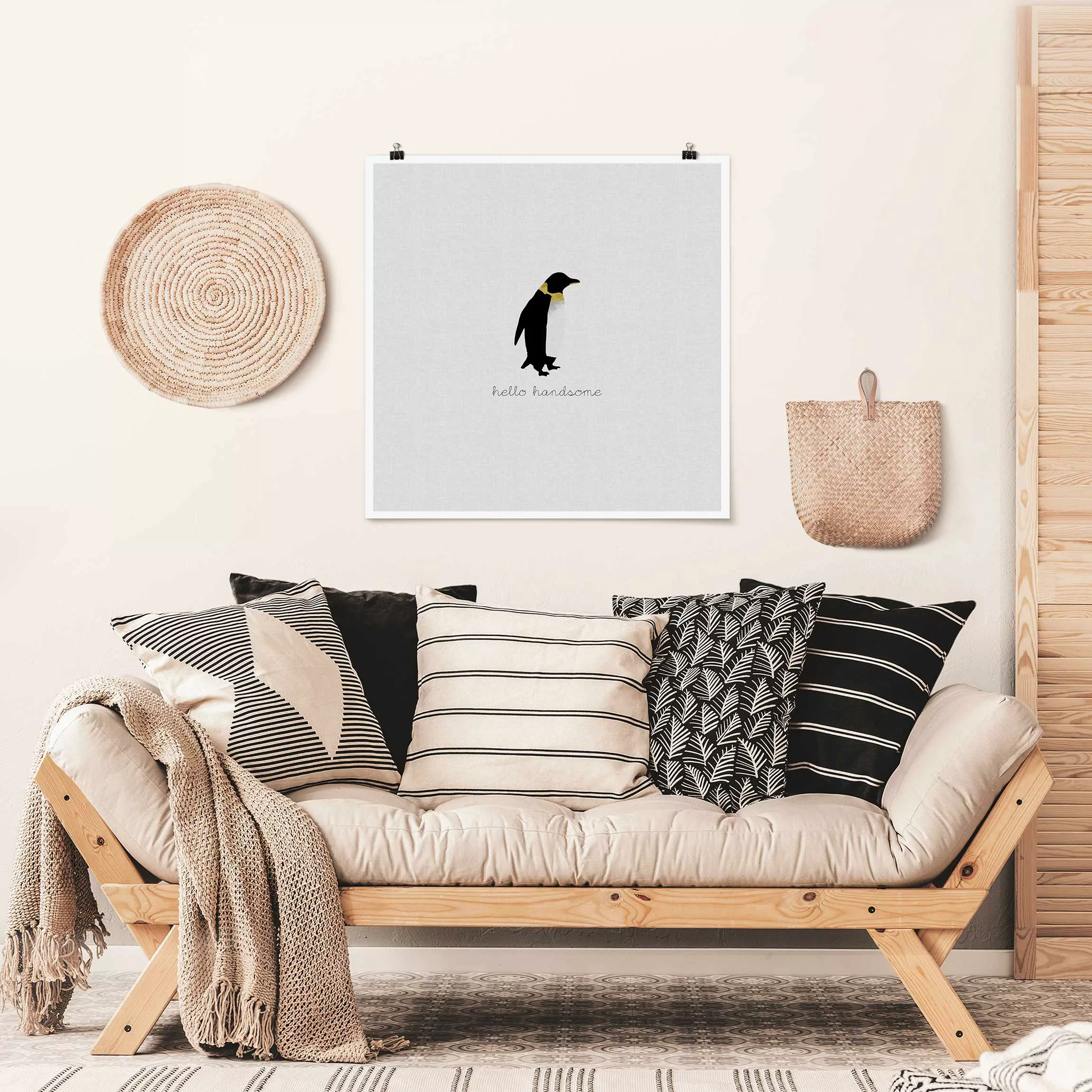 Poster Pinguin Zitat Hello Handsome günstig online kaufen