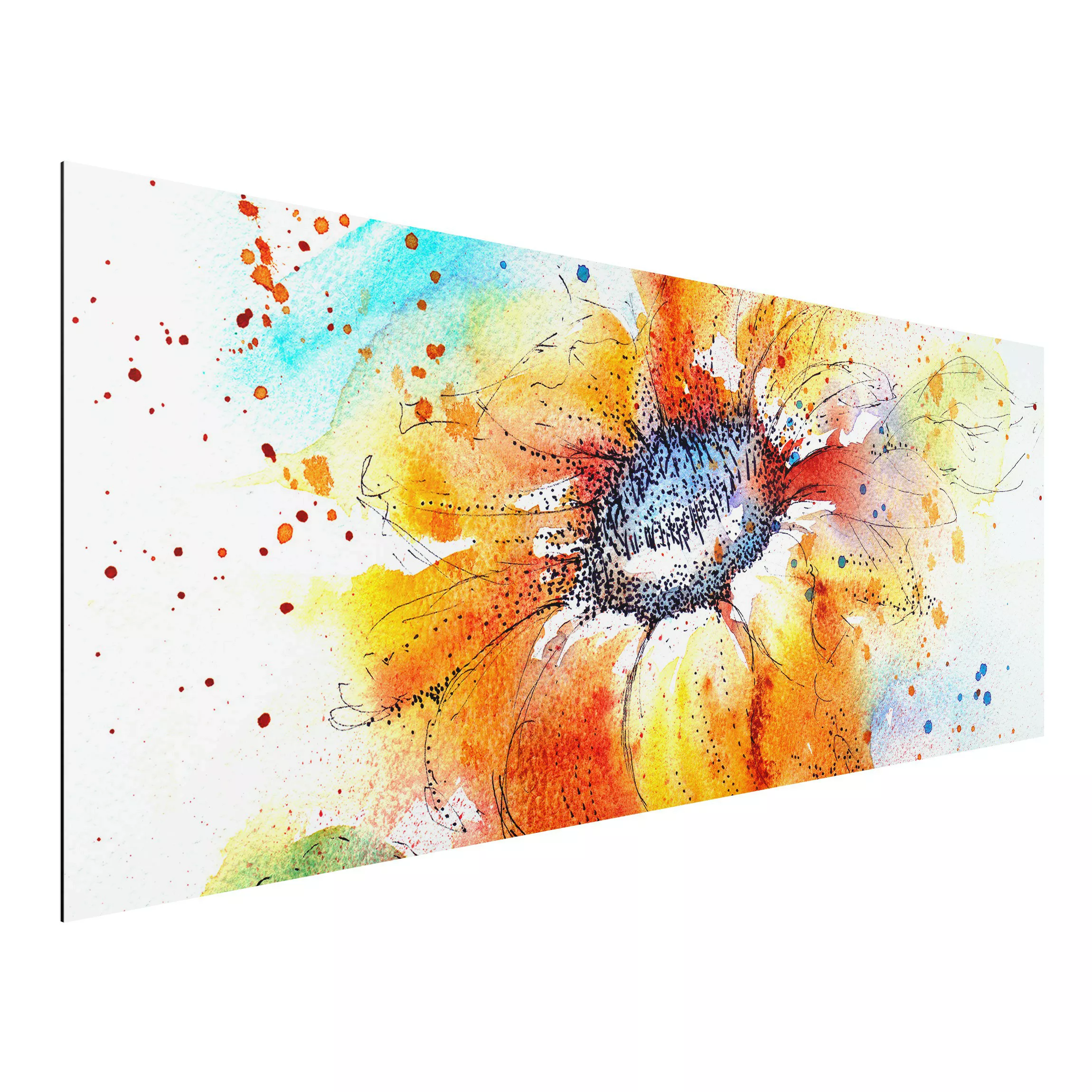 Alu-Dibond Bild Blumen - Panorama Painted Sunflower günstig online kaufen