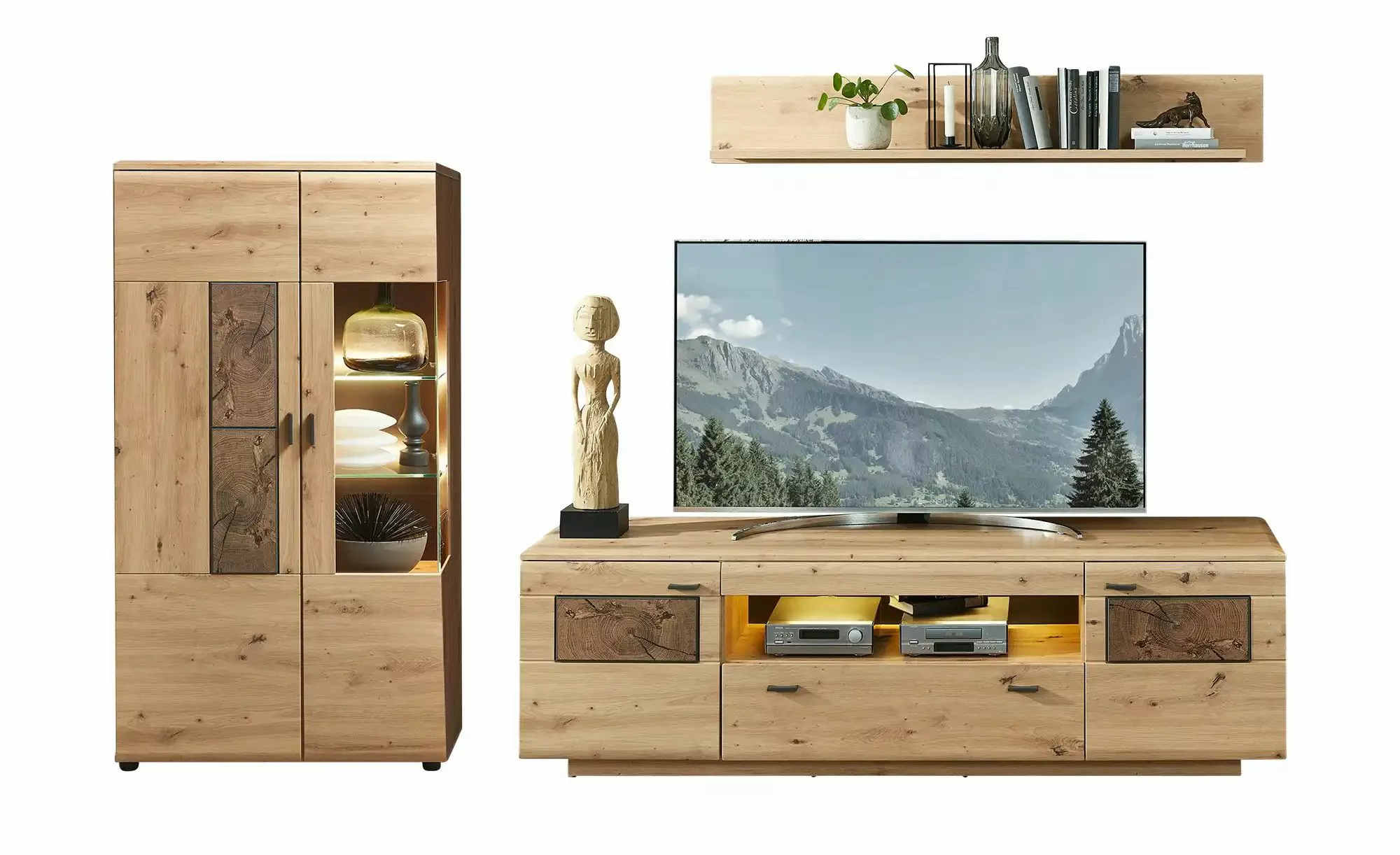 Wohnwand 3-tlg 305cm MADERA von Wohn-Concept Artisan Eiche / Hirnholz günstig online kaufen