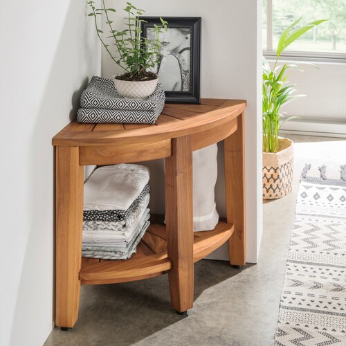 Destiny Ablageelement »SPA & LIVING«, Eckregal halbrund 40x40x44,5 cm, Teak günstig online kaufen