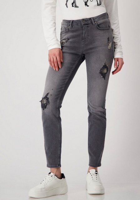 Monari Destroyed-Jeans Destroyed-Look mit Schmucksteinen, 5 Pocket günstig online kaufen