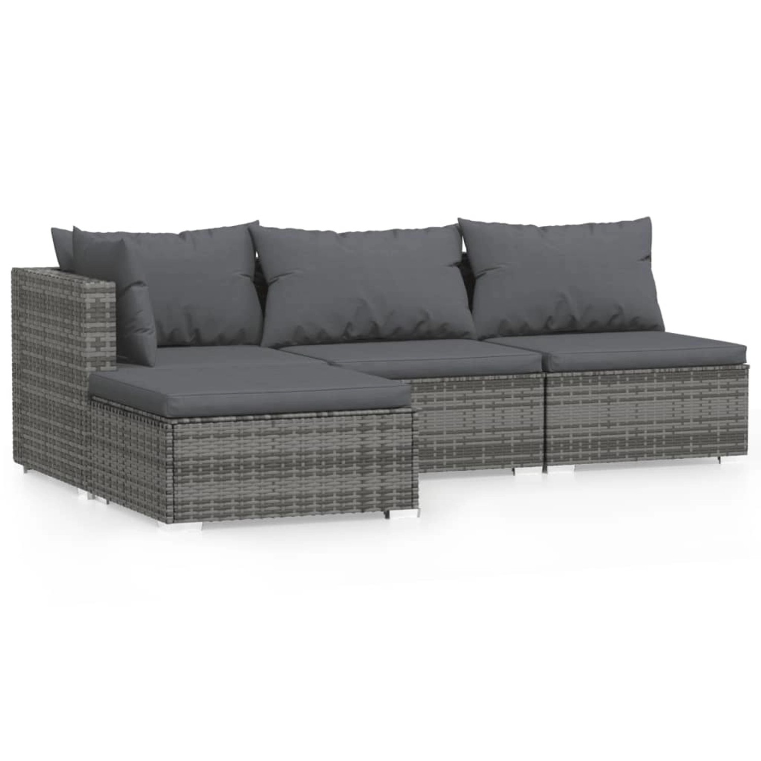 Vidaxl 4-tlg. Garten-lounge-set Mit Kissen Grau Poly Rattan günstig online kaufen