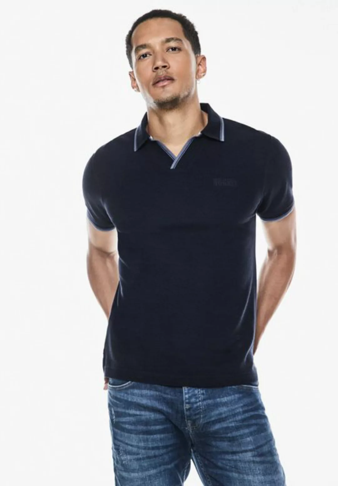 STREET ONE MEN Poloshirt aus softem Materialmix günstig online kaufen