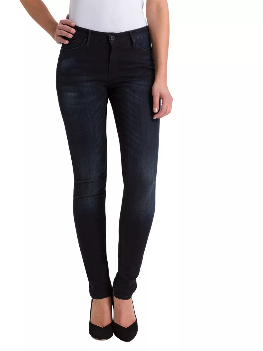 Cross Jeans Damen Jeans Alan - Skinny Fit - Blau - Blue Black günstig online kaufen