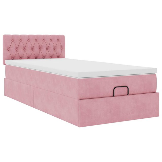 vidaXL Bett Ottoman-Bett mit Matratze Rosa 90x200 cm Samt günstig online kaufen