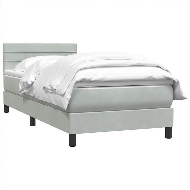 vidaXL Bett Boxspringbett mit Matratze Hellgrau 100x210 cm Samt günstig online kaufen