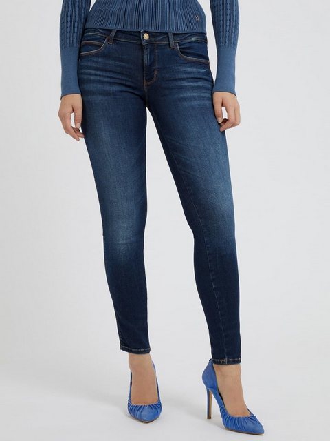 GUESS JEANS 5-Pocket-Jeans Bio-Damen-Denim: Blaue Skinny Jeans mit Vintage- günstig online kaufen