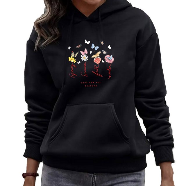 Banco Hoodie Damen Schmetterling Unifarben Unifarben, Größen XS bis 6XL, ho günstig online kaufen