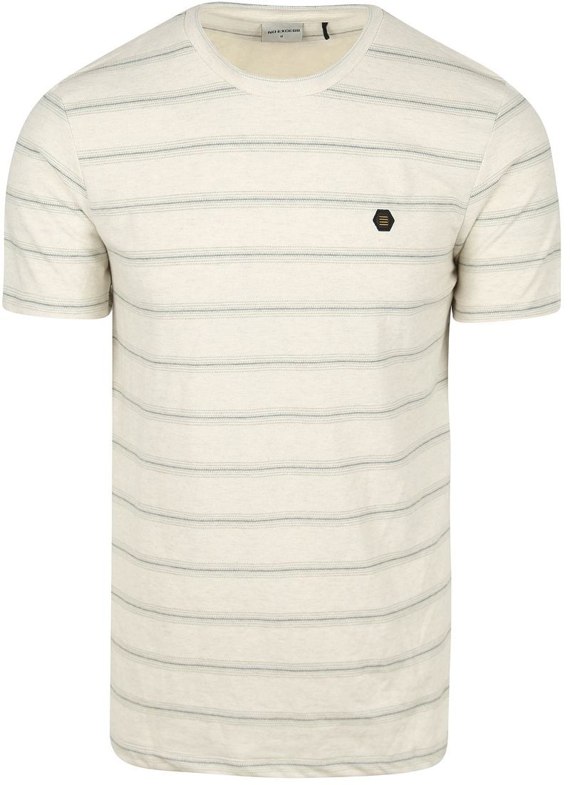 No-Excess T-Shirt Crewneck Jacquard Stripes Ecru - Größe XXL günstig online kaufen