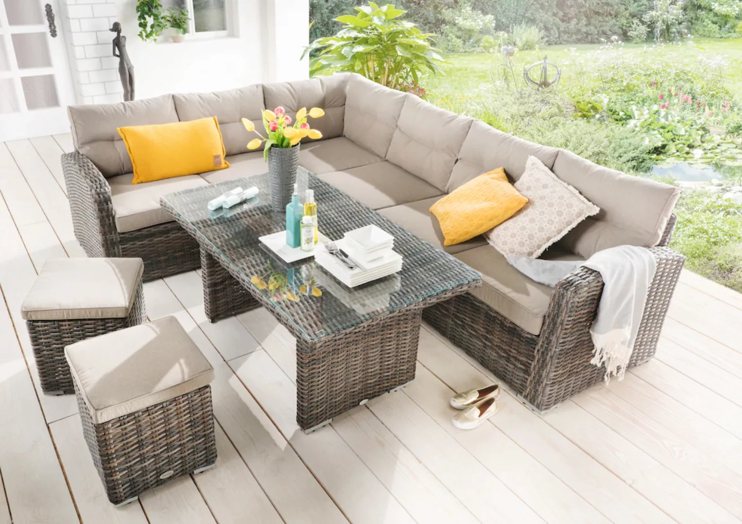 Destiny Gartenlounge-Set "SANTA PONSA", (20 tlg., 2x Schenkel, 2x Hocker, 1 günstig online kaufen