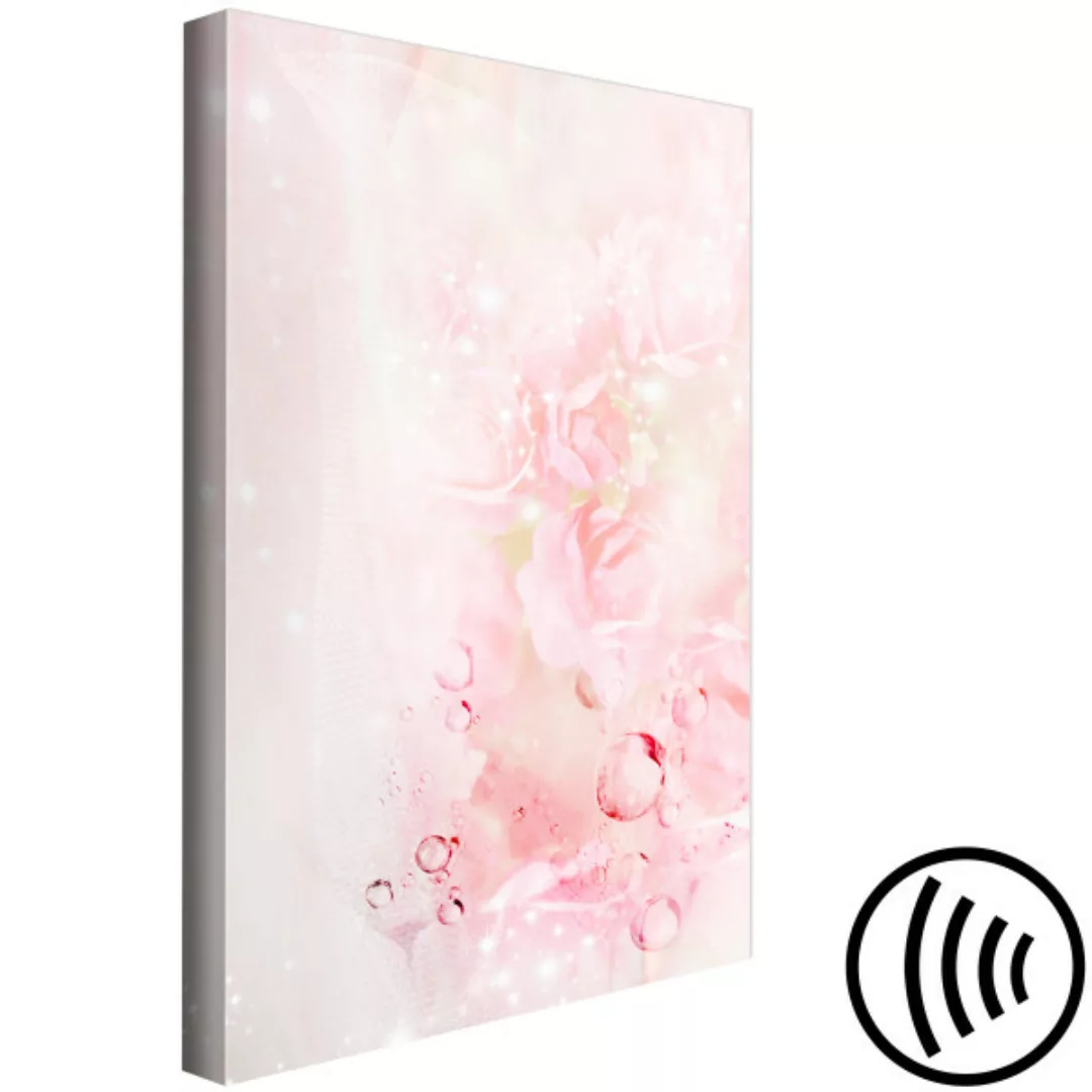 Bild auf Leinwand Abstrakte Zartheit - fantasievolle, rosa Blumen und Wasse günstig online kaufen