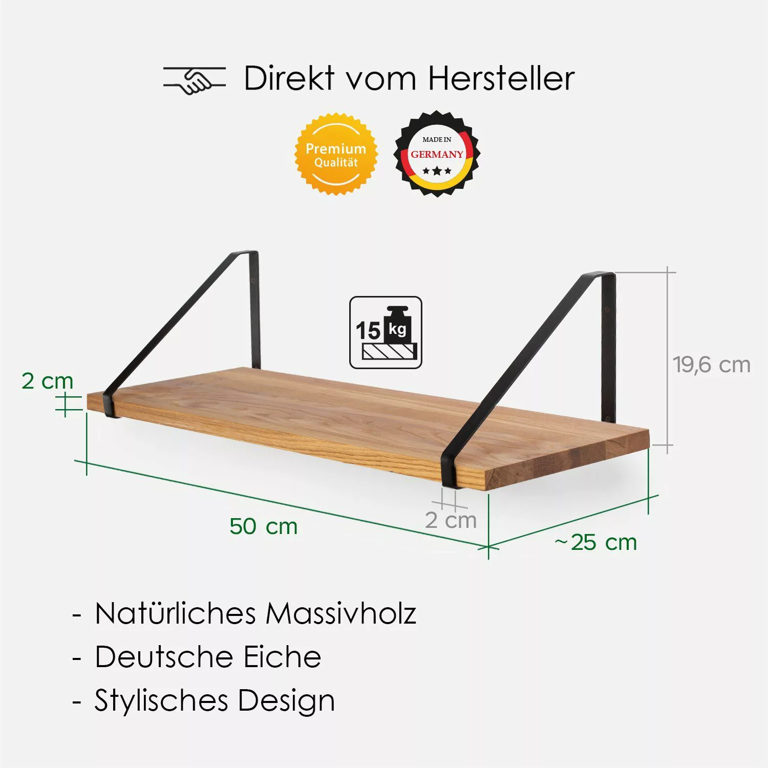 Rikmani Wandregal RAY Schweberegal Eiche schwarz, günstig online kaufen