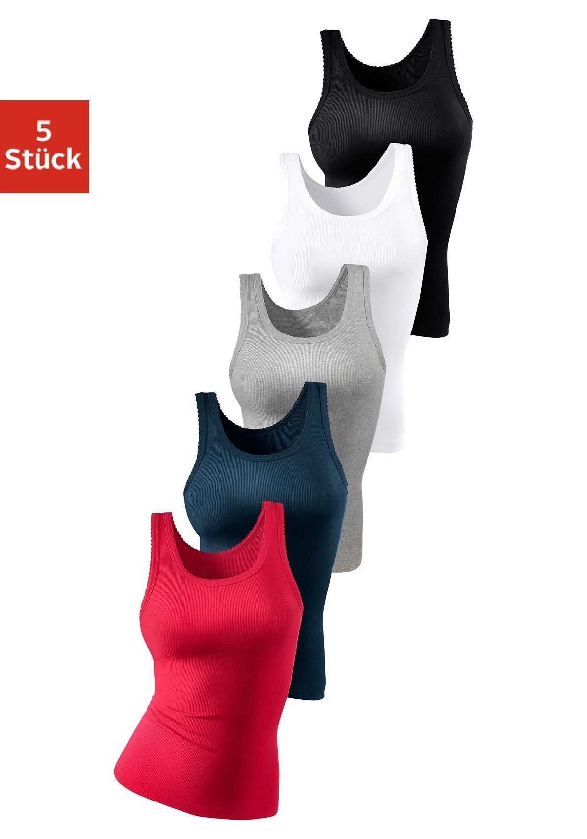 petite fleur Unterhemd, (5er-Pack), aus weicher Feinripp-Qualität, Tanktop, günstig online kaufen