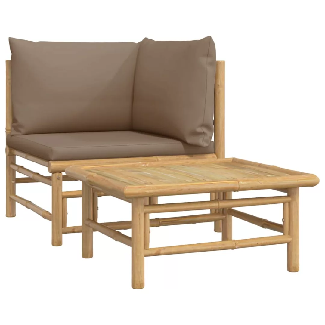 vidaXL Sofaelement 2-tlg. Garten-Lounge-Set mit Taupe günstig online kaufen