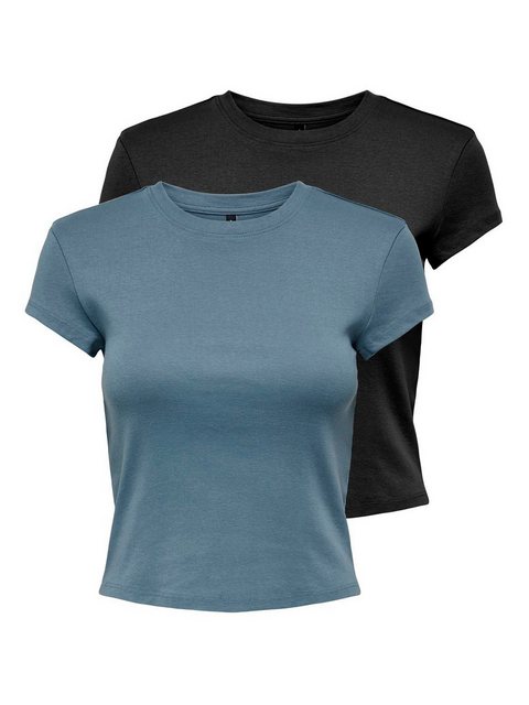 ONLY T-Shirt ONLELINA S/S O-NECK SHORT TOP 2PACK JRS (Packung, 2-tlg) günstig online kaufen
