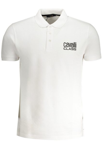 Cavalli Class Poloshirt Herren Kurzarm Poloshirt Weiß mit Druck und günstig online kaufen