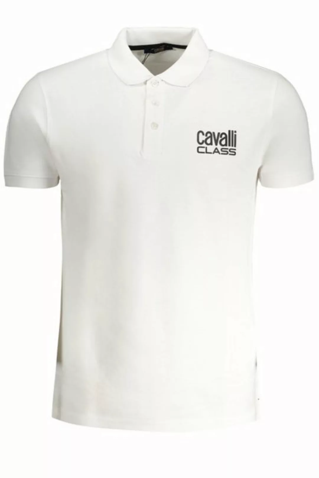 Cavalli Class Poloshirt Herren Kurzarm Poloshirt Weiß mit Druck und günstig online kaufen