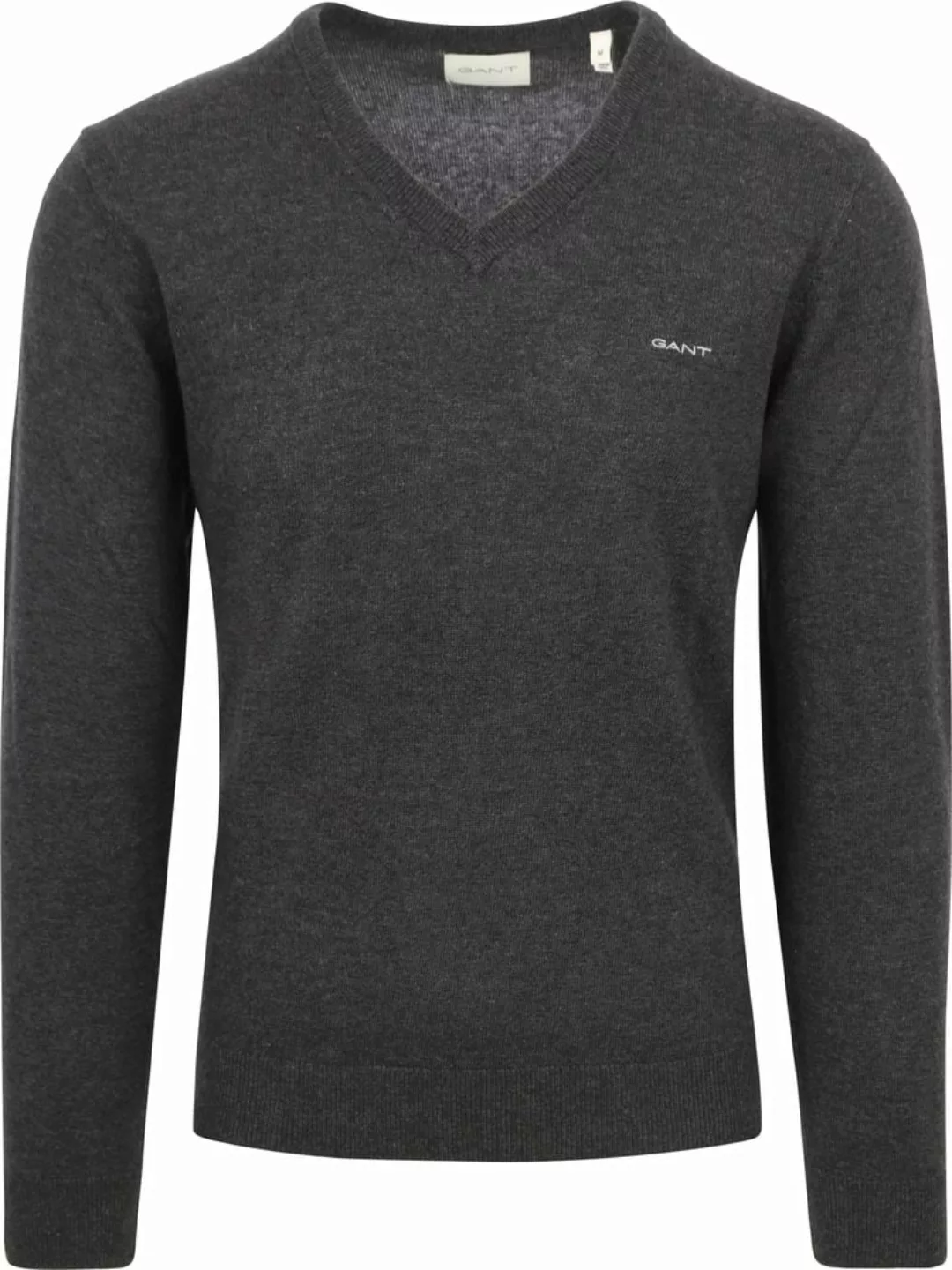 Gant V-Hals Lammwolle Pullover Anthrazit - Größe 3XL günstig online kaufen