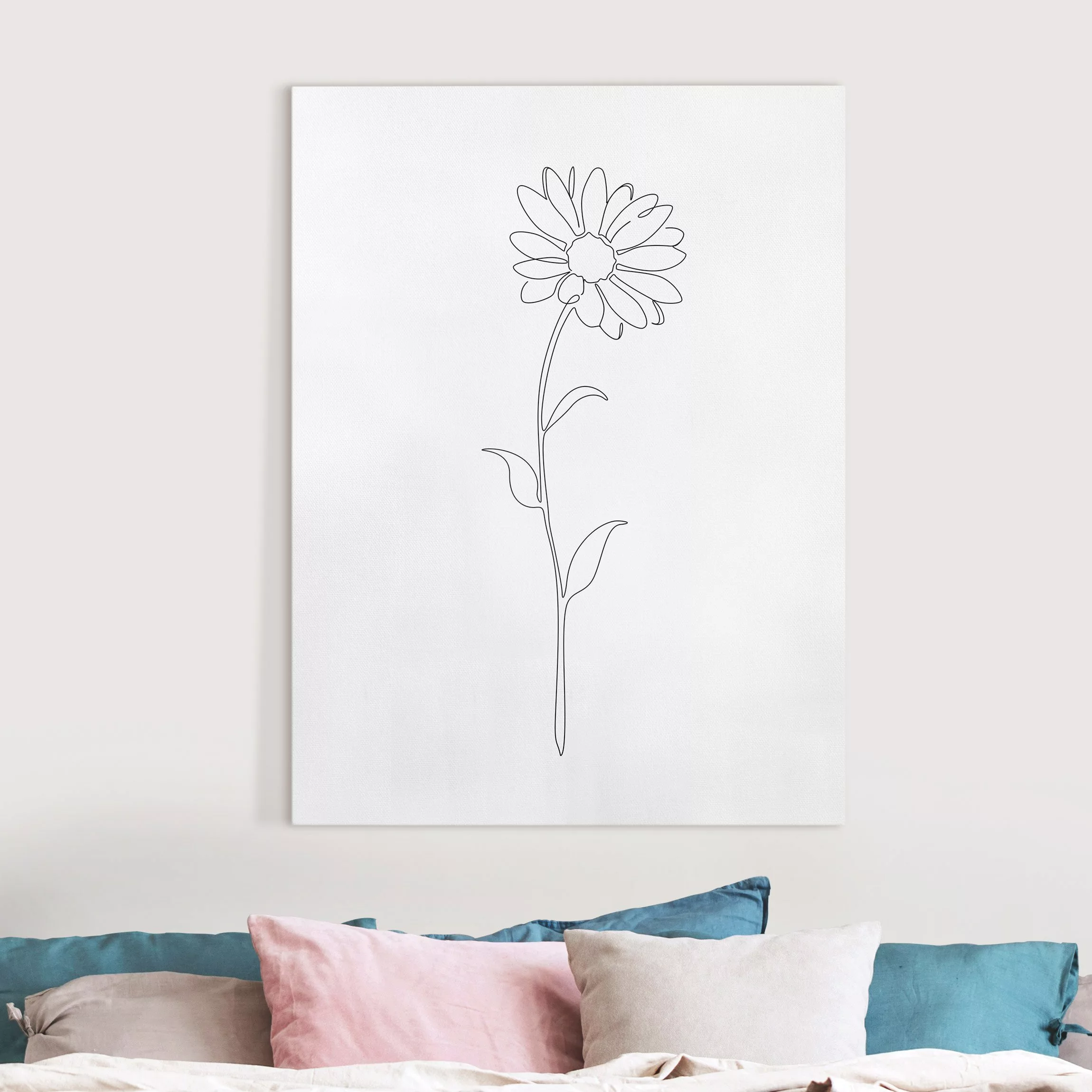 Leinwandbild Line Art Blumen - Margerite günstig online kaufen