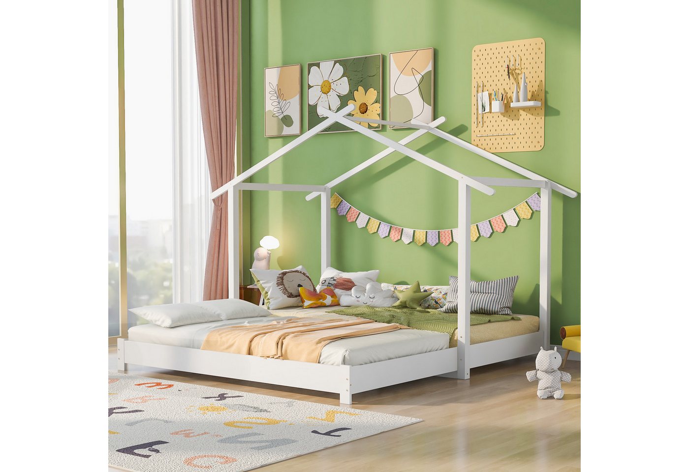 MODFU Kinderbett Hausbett Holzbett Kinderbett (90 /180 x 190cm ohne Matratz günstig online kaufen