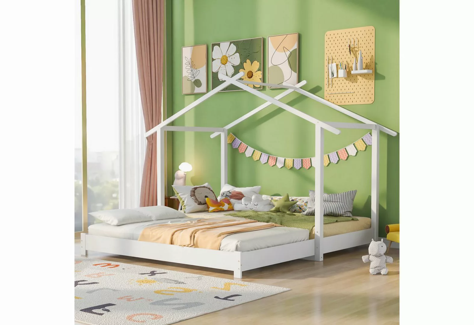 liebtech Hausbett Hausbett 90 /180 x 190cm Holz Kinderbett, umbaubar Bodenb günstig online kaufen