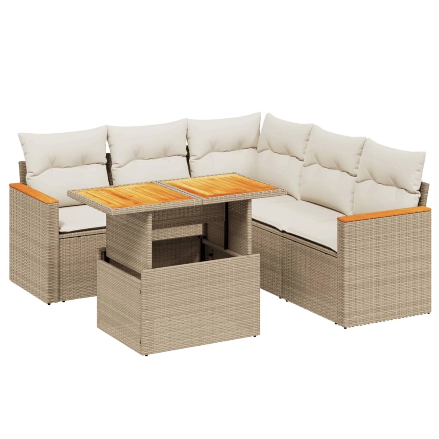 vidaXL 6-Tlg Garten-Sofagarnitur mit Kissen Beige Poly Rattan 3273074 günstig online kaufen
