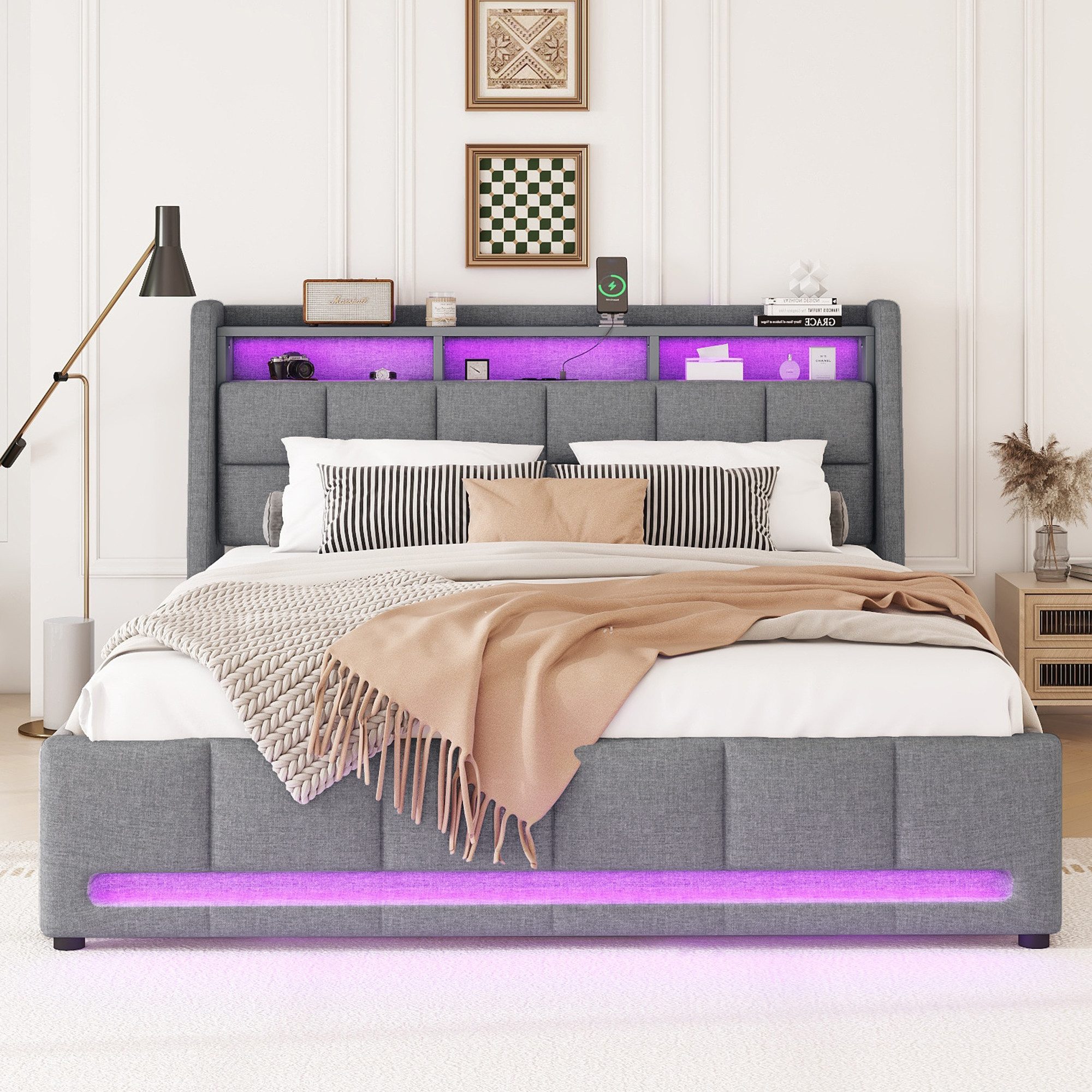 HAUSS SPOLE Polsterbett 160x200 mit LED-Licht, günstig online kaufen