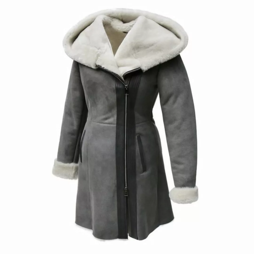 Hollert Winterjacke Kate Damen Jacke aus Merino Schaffell Echtleder mit Kap günstig online kaufen