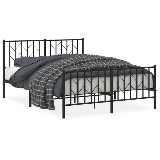 furnicato Bettgestell mit Kopf- und Fußteil Metall Schwarz 140x190 cm (1-tl günstig online kaufen