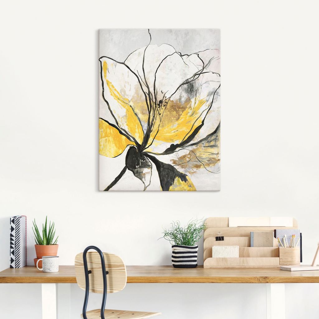 Artland Wandbild »Umrissenes Blumenmuster I gelbe Version«, Blumenbilder, ( günstig online kaufen