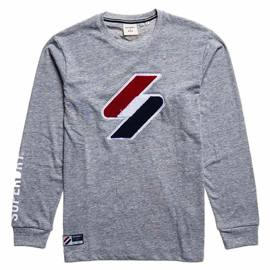 Superdry Code Logo Che Langarm-t-shirt M Grey Slub Grindle günstig online kaufen