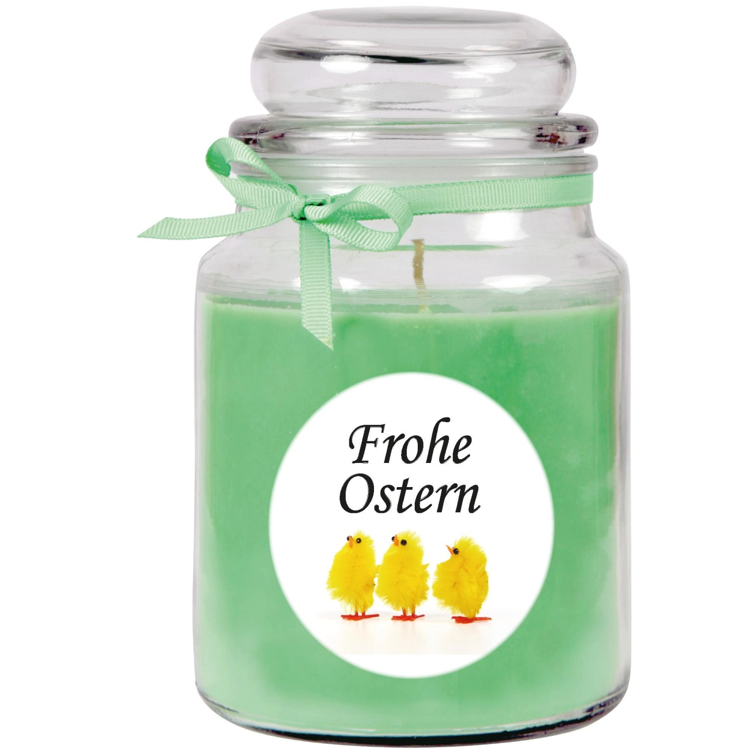 HS Candle Duftkerze & Glas Frohe Ostern Bonbon Ø10 cm Coconut Limes Küken günstig online kaufen