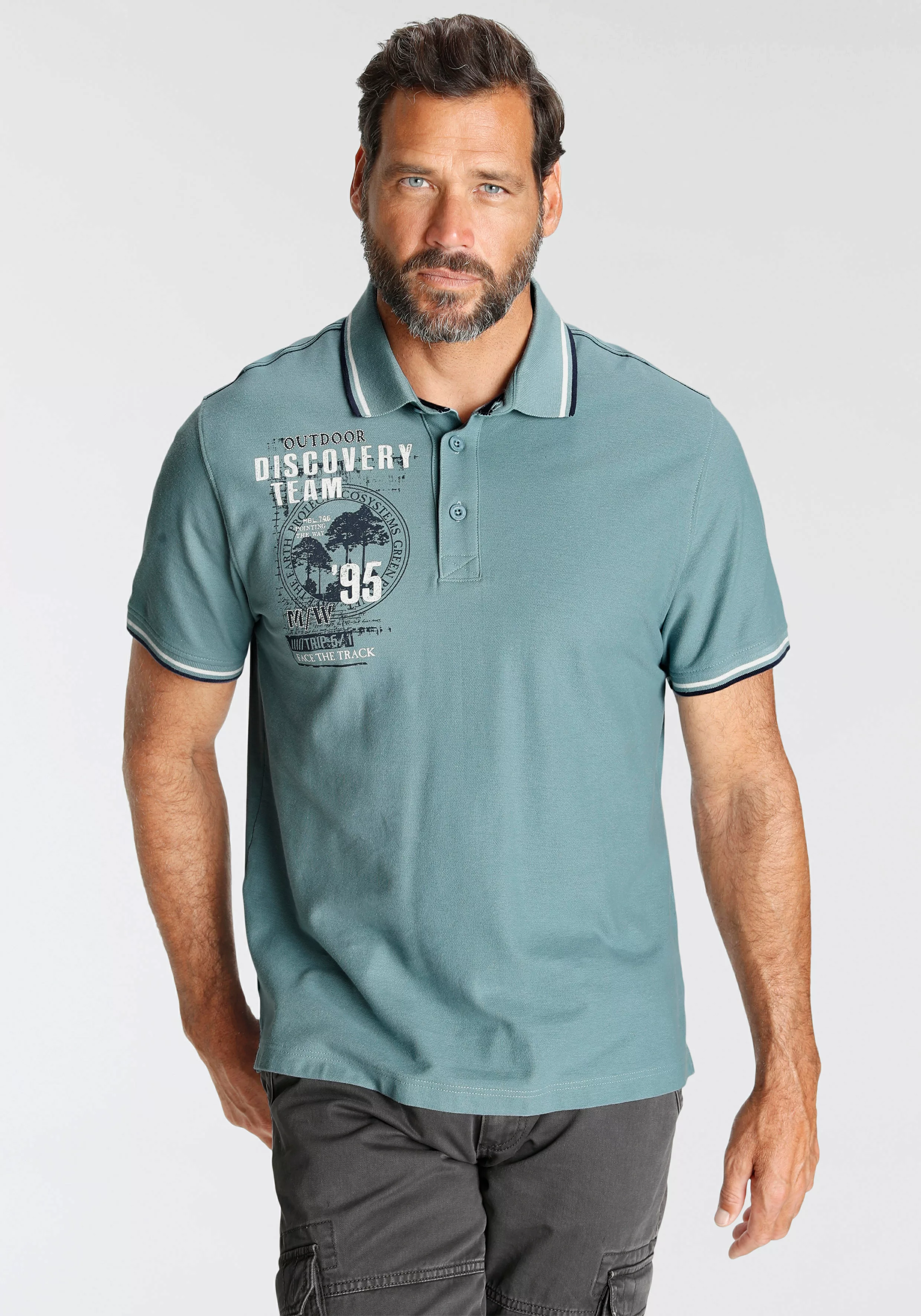 Man's World Poloshirt Mit Print an der Schulter günstig online kaufen