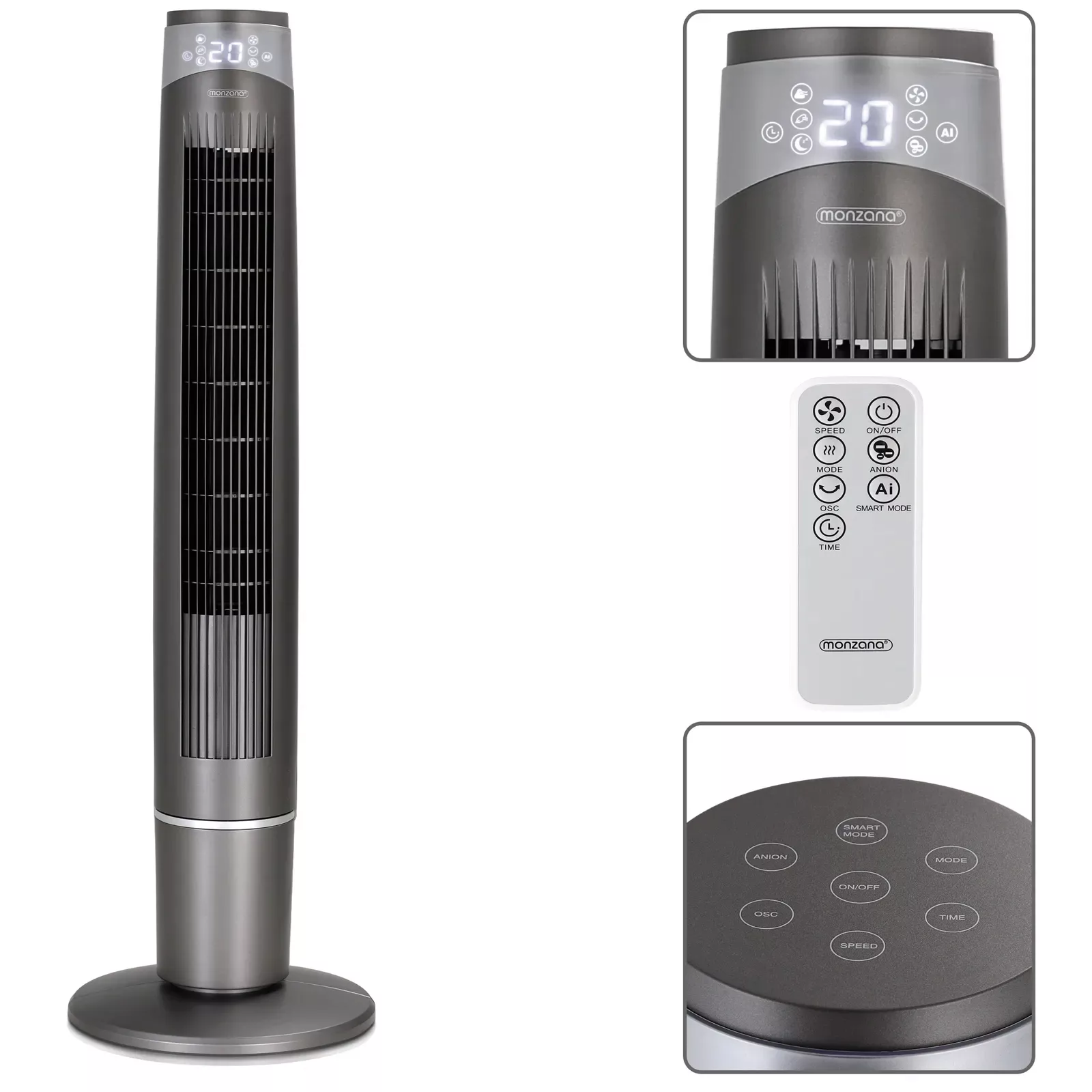 Turmventilator Grau 120cm inkl. Fernbedienung günstig online kaufen
