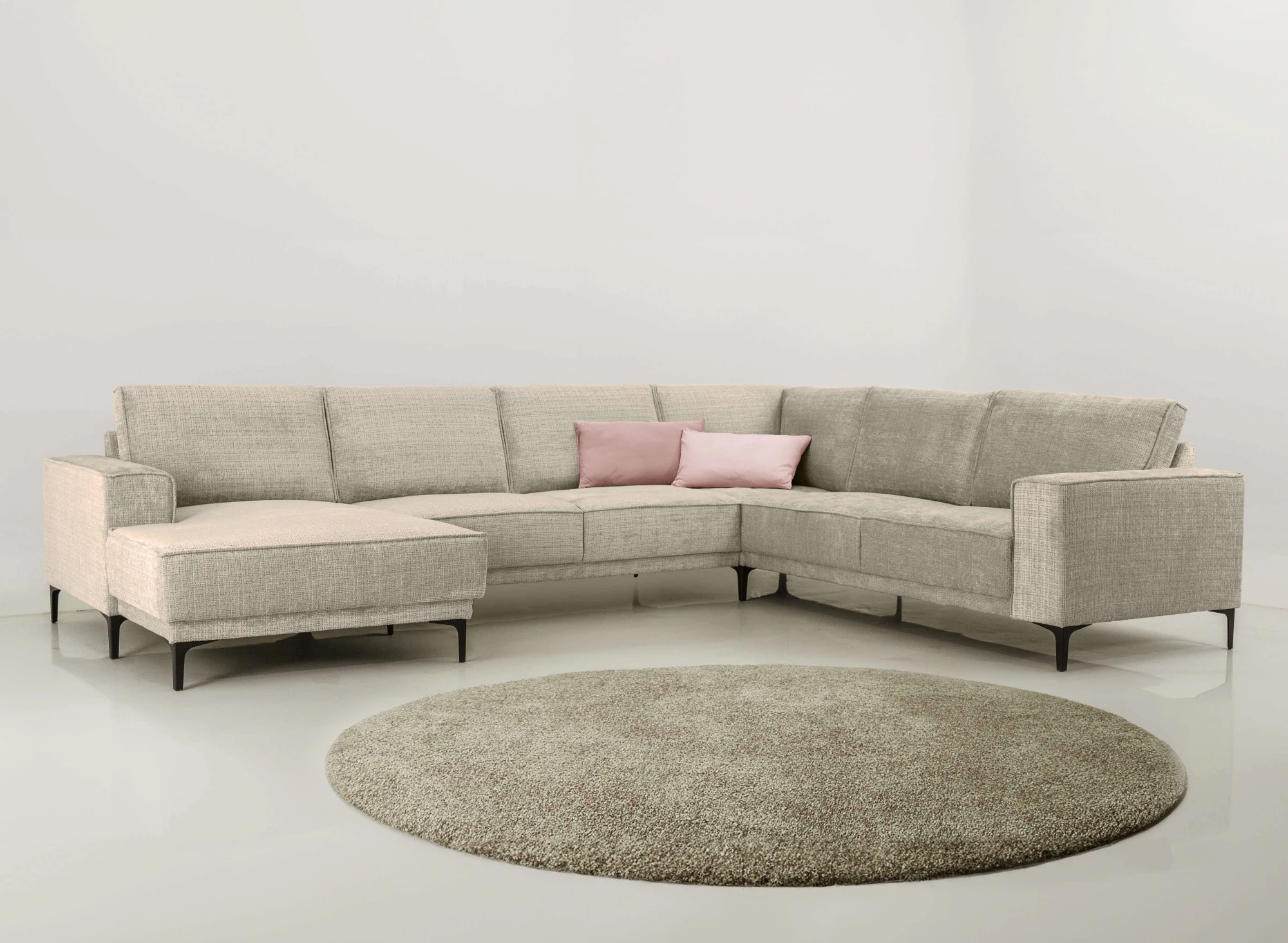 Places of Style Wohnlandschaft "XXL Sofa Oland, Struktur, Flachgewebe, Luxu günstig online kaufen