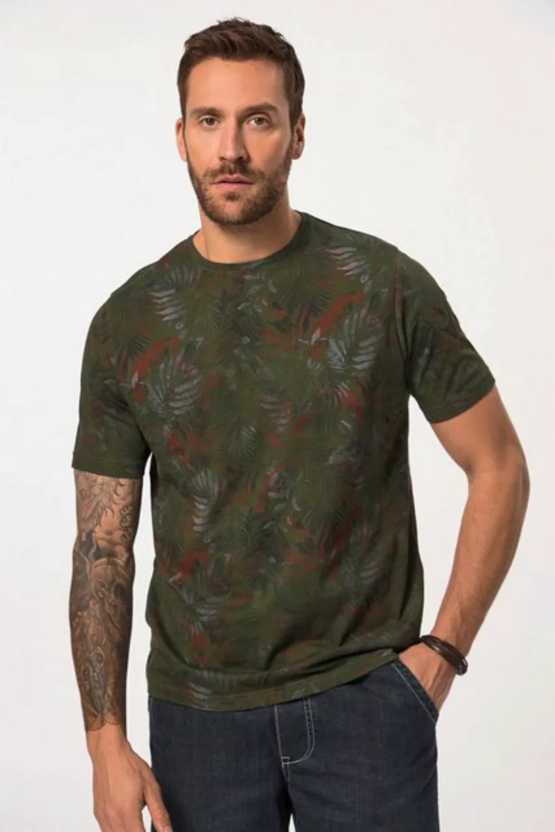 JP1880 T-Shirt T-Shirt Halbarm Rundhals floraler Allover-Print günstig online kaufen