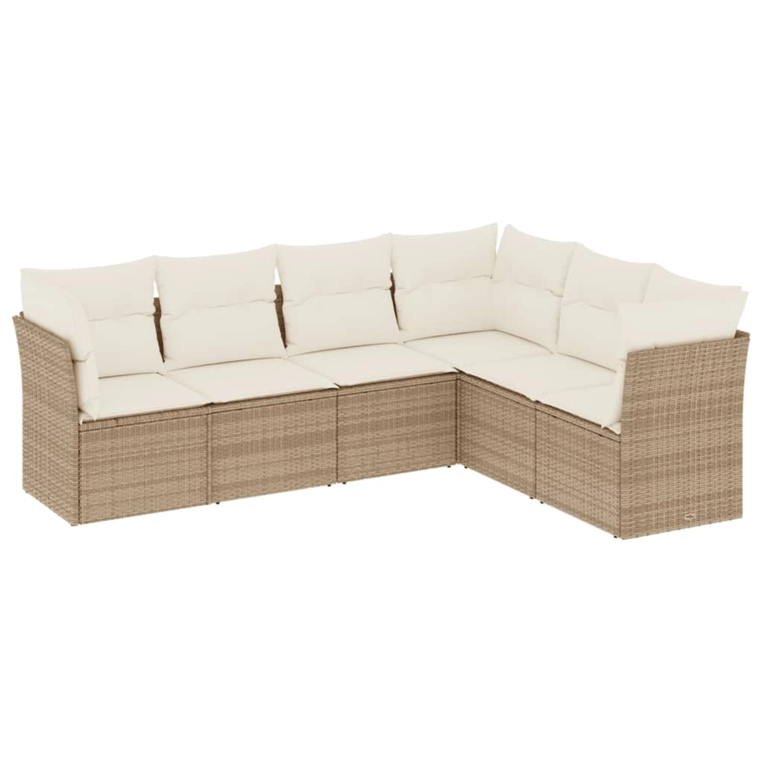 vidaXL 6-Tlg Garten-Sofagarnitur mit Kissen Beige Poly Rattan 3217678 günstig online kaufen