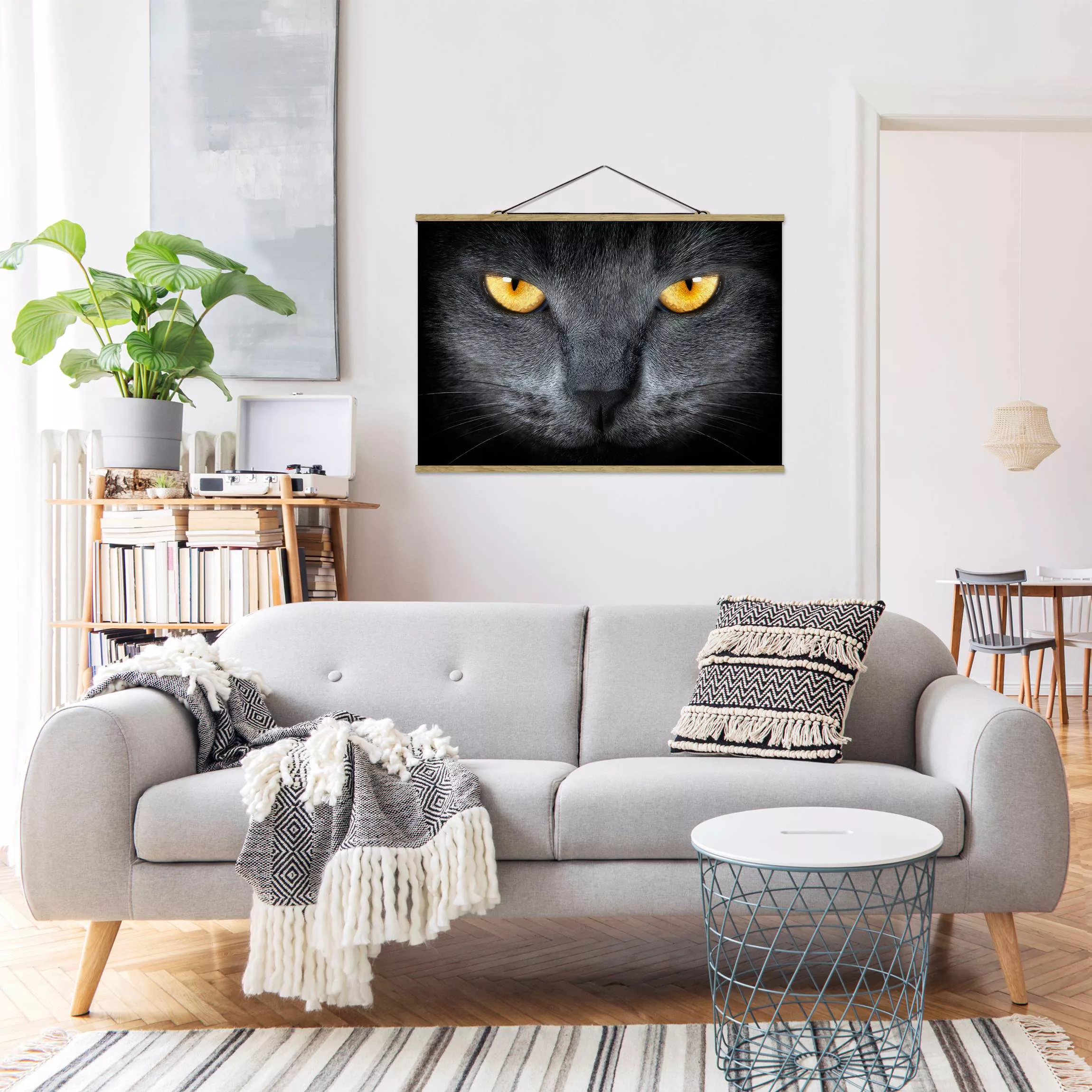 Stoffbild Tiere mit Posterleisten - Querformat Cats Gaze günstig online kaufen
