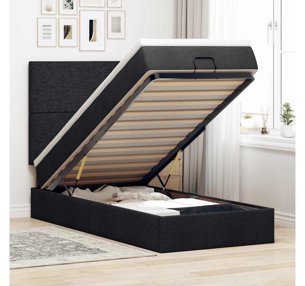 vidaXL Bett, Ottomane Bett mit Matratze & LEDs Schwarz 80x200 cm Stoff günstig online kaufen