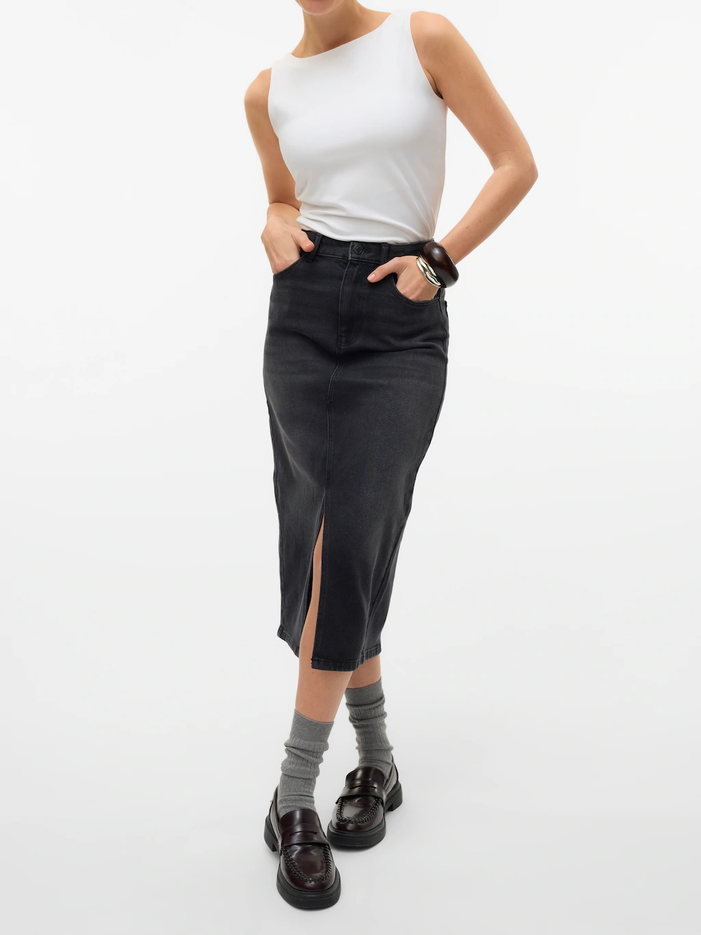 Vero Moda Jeansrock "VMNATALIE HR MIDI DNM SKIRT MIX NOOS" günstig online kaufen