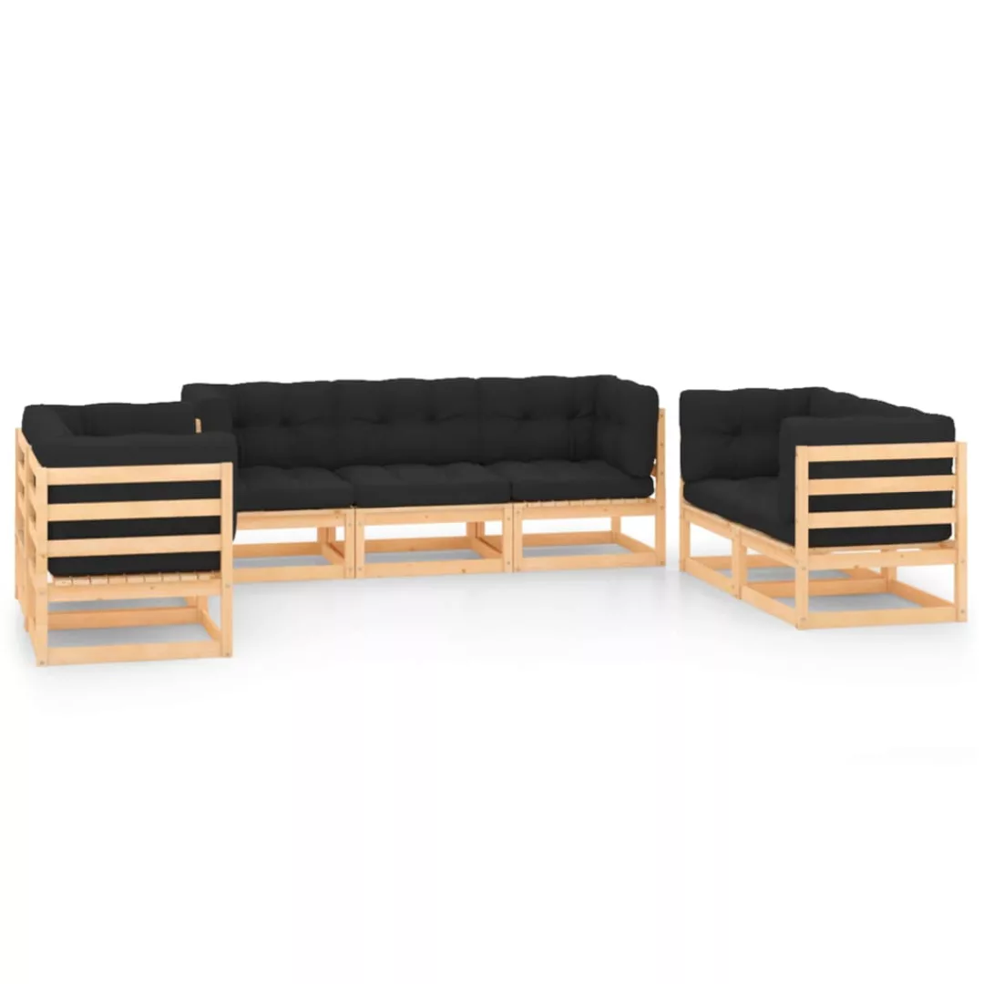 Vidaxl 7-tlg. Garten-lounge-set Mit Anthrazit Kissen Massivholz Kiefer günstig online kaufen