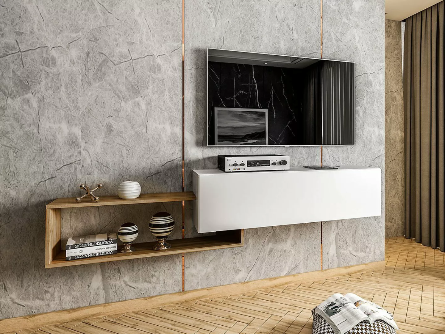 MIRJAN24 TV-Schrank Vega Hängeboard mit Regal, Hängeschrank, Fernsehschrank günstig online kaufen