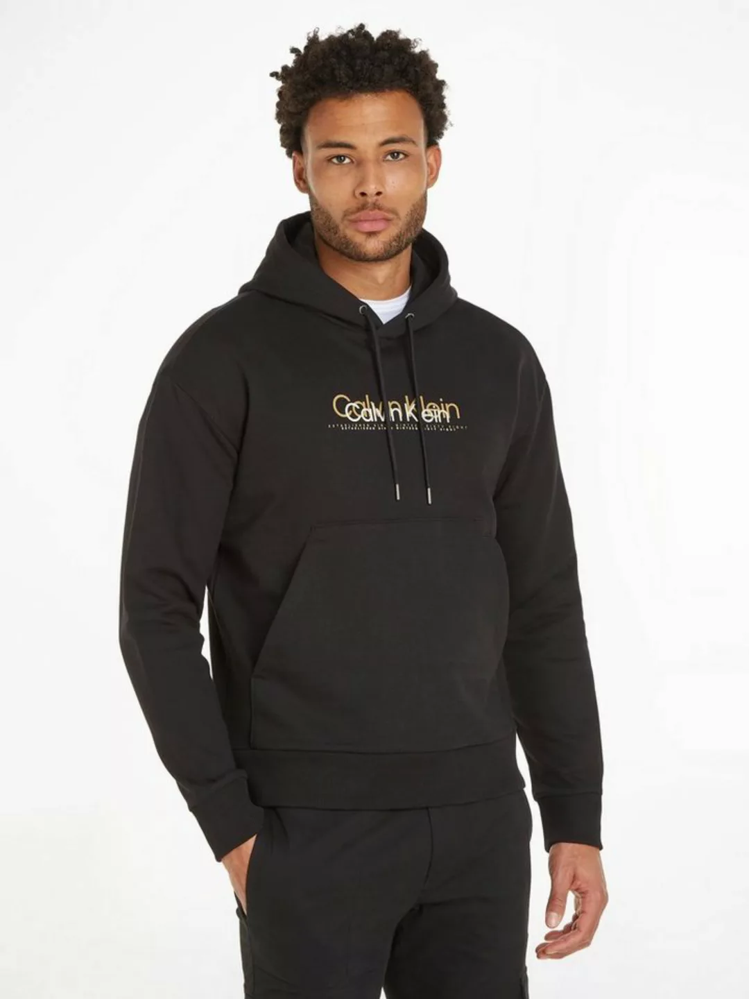 Calvin Klein Kapuzensweatshirt DOUBLE FLOCK LOGO HOODIE mit Markenlabel günstig online kaufen