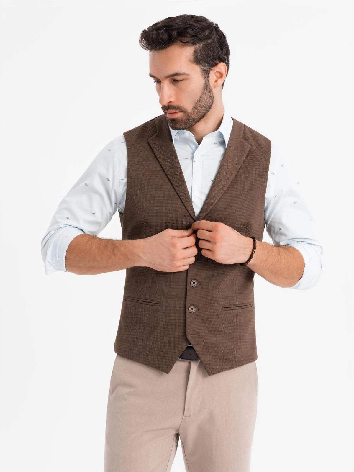 OMBRE Anzugweste Strukturierte Strickweste mit Revers günstig online kaufen