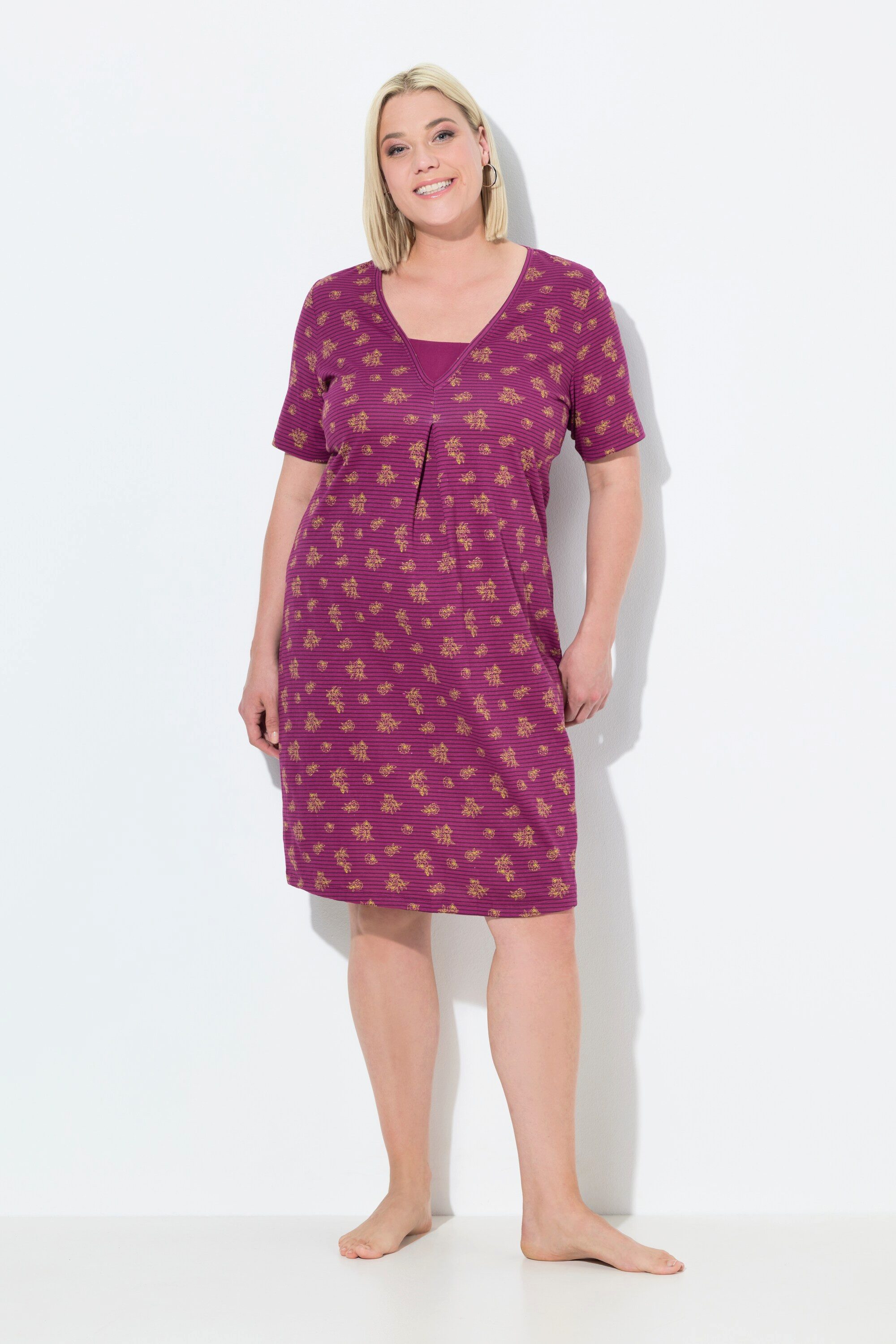 Ulla Popken Nachthemd Nachthemd Ringel/ Blüten günstig online kaufen